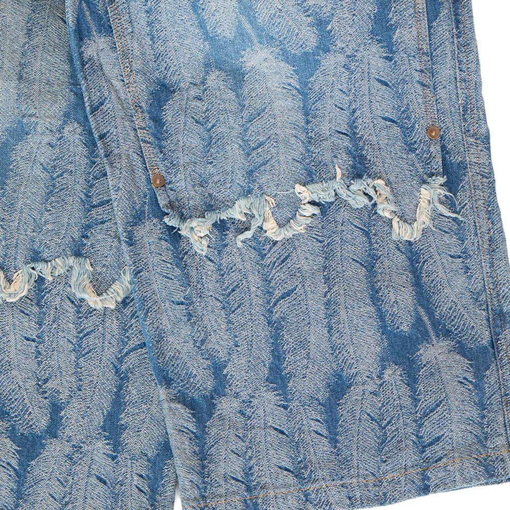 12Oz Magpie Denim W-Knee Easy Baggy Pants 'Light Indigo' - Image 4