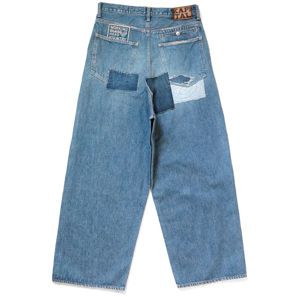 Kapital | 14oz Denim Port Baggy Pants (Hippie-Champetre Remake) 'Indigo Processing' - Image 2