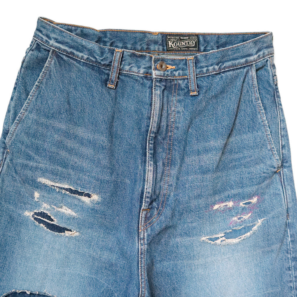 Kapital | 14oz Denim Port Baggy Pants (Hippie-Champetre Remake) 'Indigo Processing' - Image 3