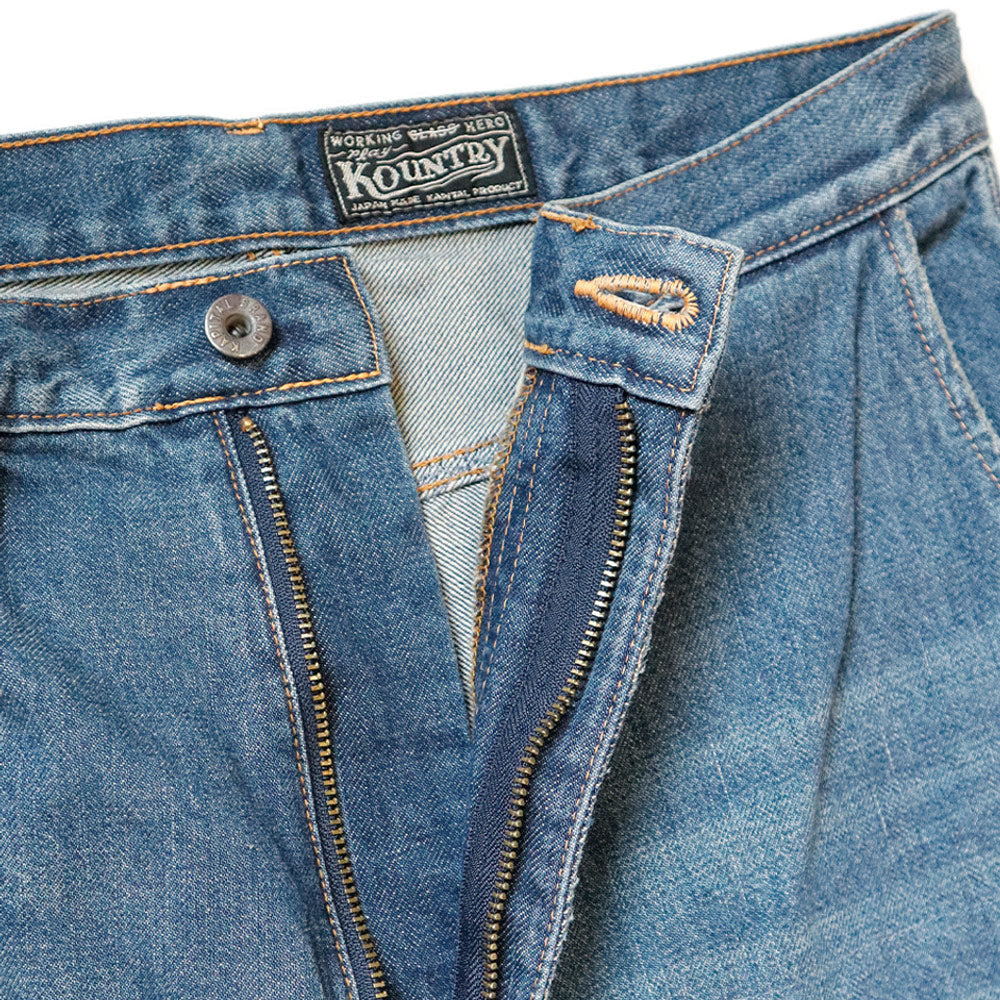Kapital | 14oz Denim Port Baggy Pants (Hippie-Champetre Remake) 'Indigo Processing' - Image 4