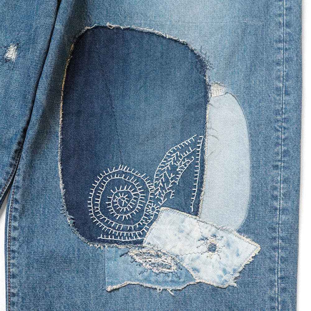 Kapital | 14oz Denim Port Baggy Pants (Hippie-Champetre Remake) 'Indigo Processing' - Image 6