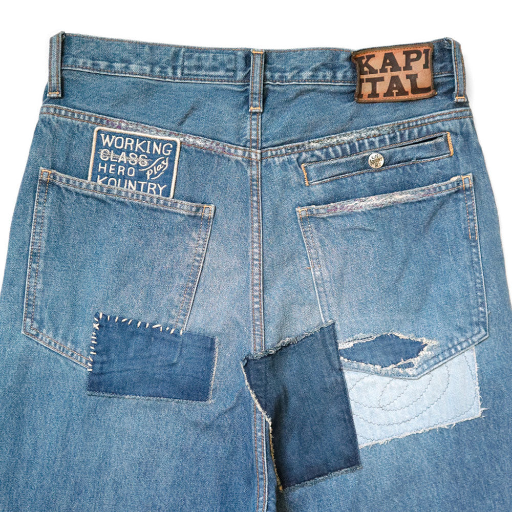 Kapital | 14oz Denim Port Baggy Pants (Hippie-Champetre Remake) 'Indigo Processing' - Image 7