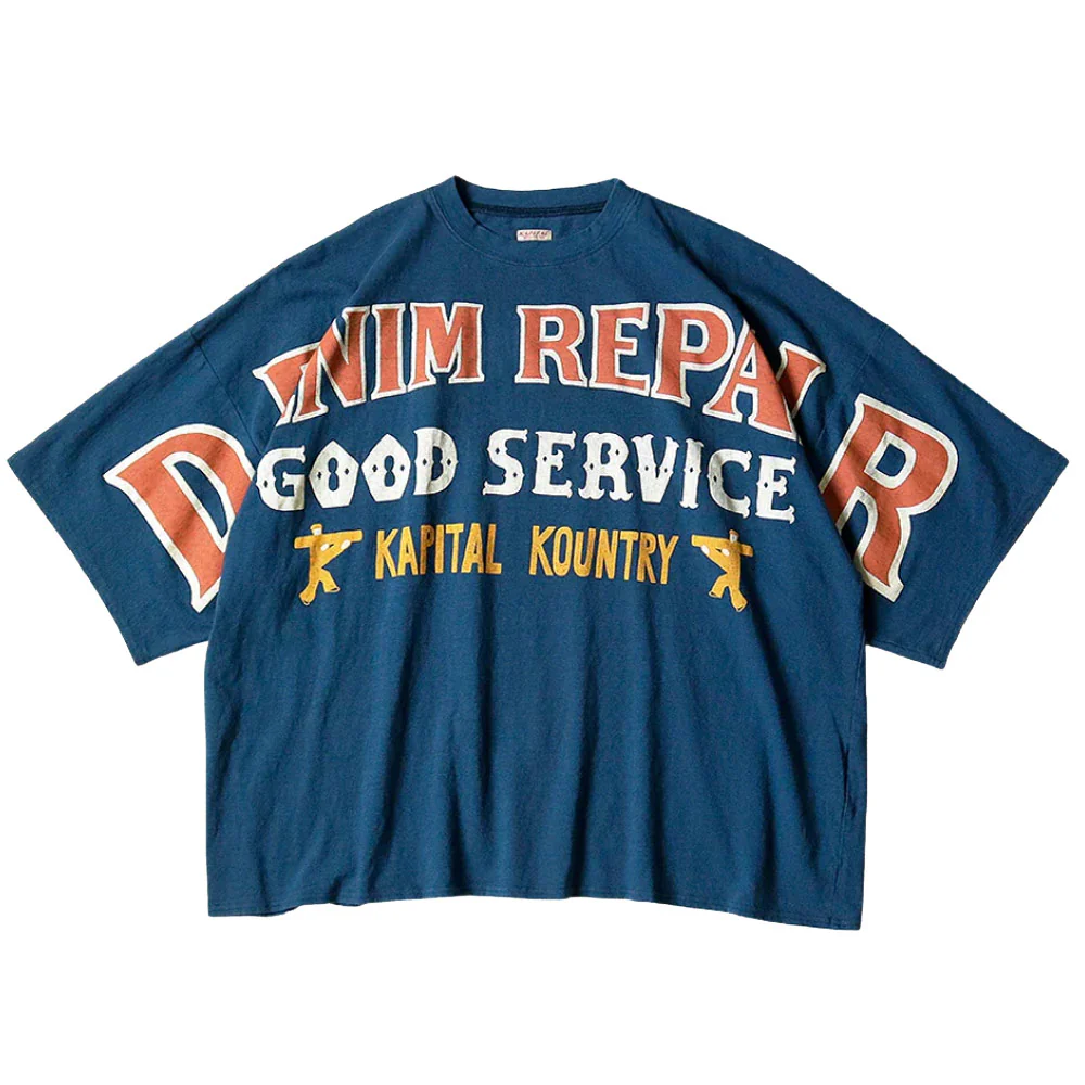 Kapital | 18.5/- Jersey Huge-T-Shirts (Denim Repair) 'Navy'