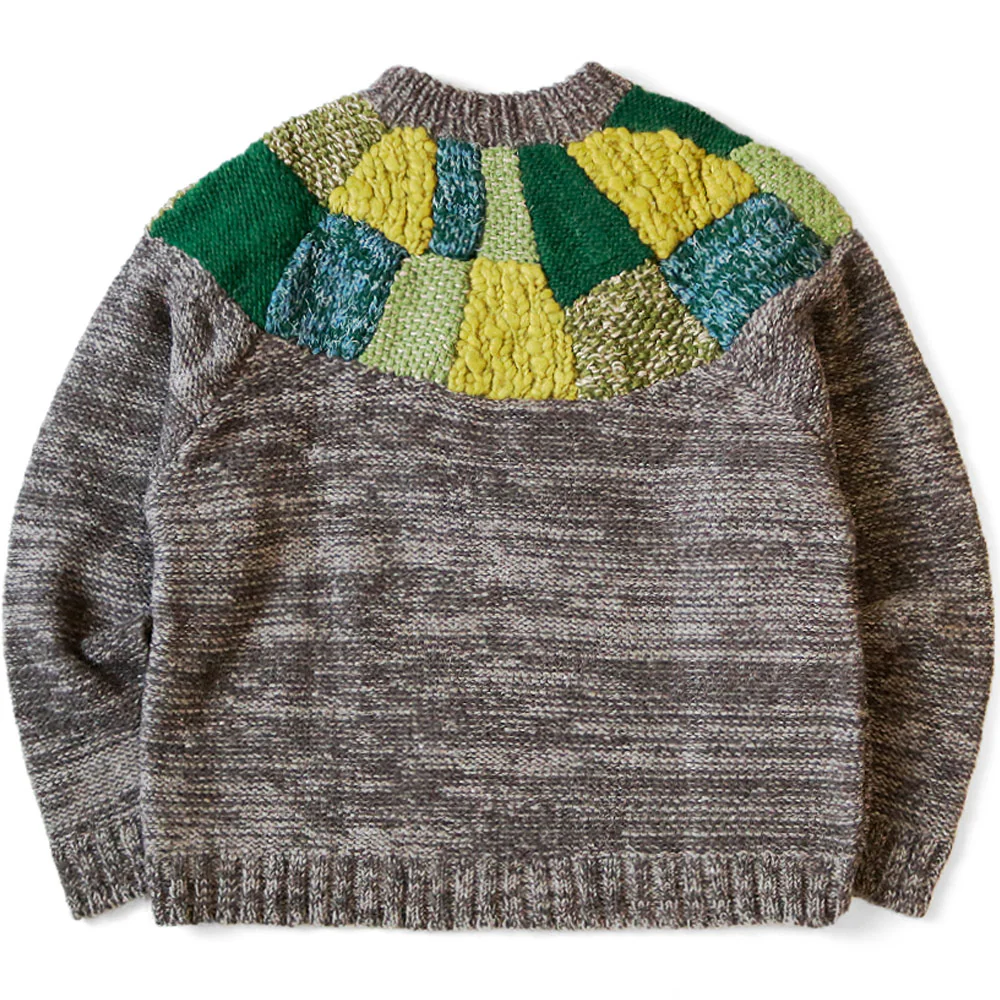 Kapital | 3G Wool Hand Knit Tugihagi Crew Sweater 'Green' - Image 2