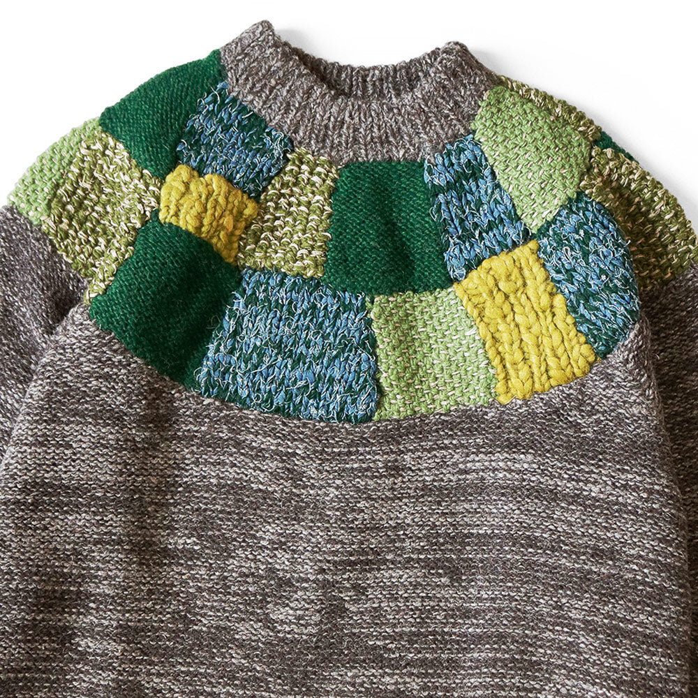 Kapital | 3G Wool Hand Knit Tugihagi Crew Sweater 'Green' - Image 3