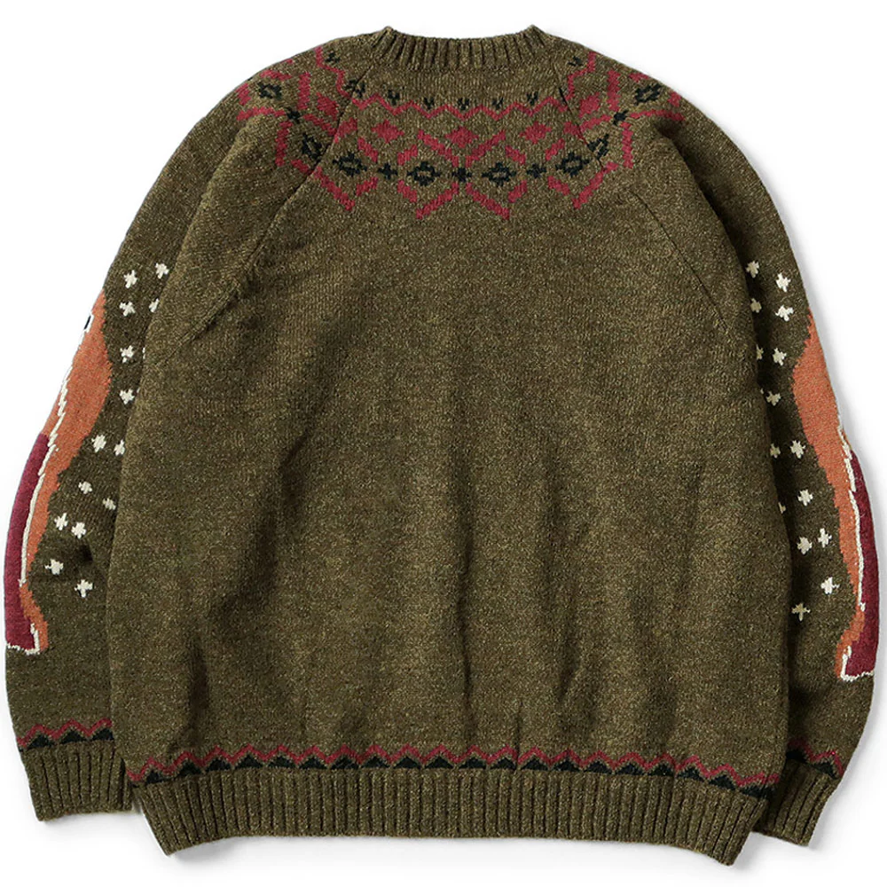 Kapital | 5G Wool Elbow Virgin Mary Nordic Sweater 'Khaki' - Image 4