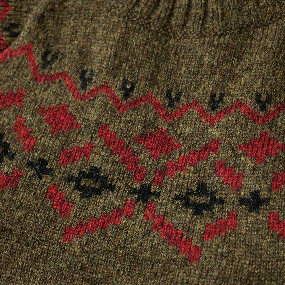 Kapital | 5G Wool Elbow Virgin Mary Nordic Sweater 'Khaki' - Image 6