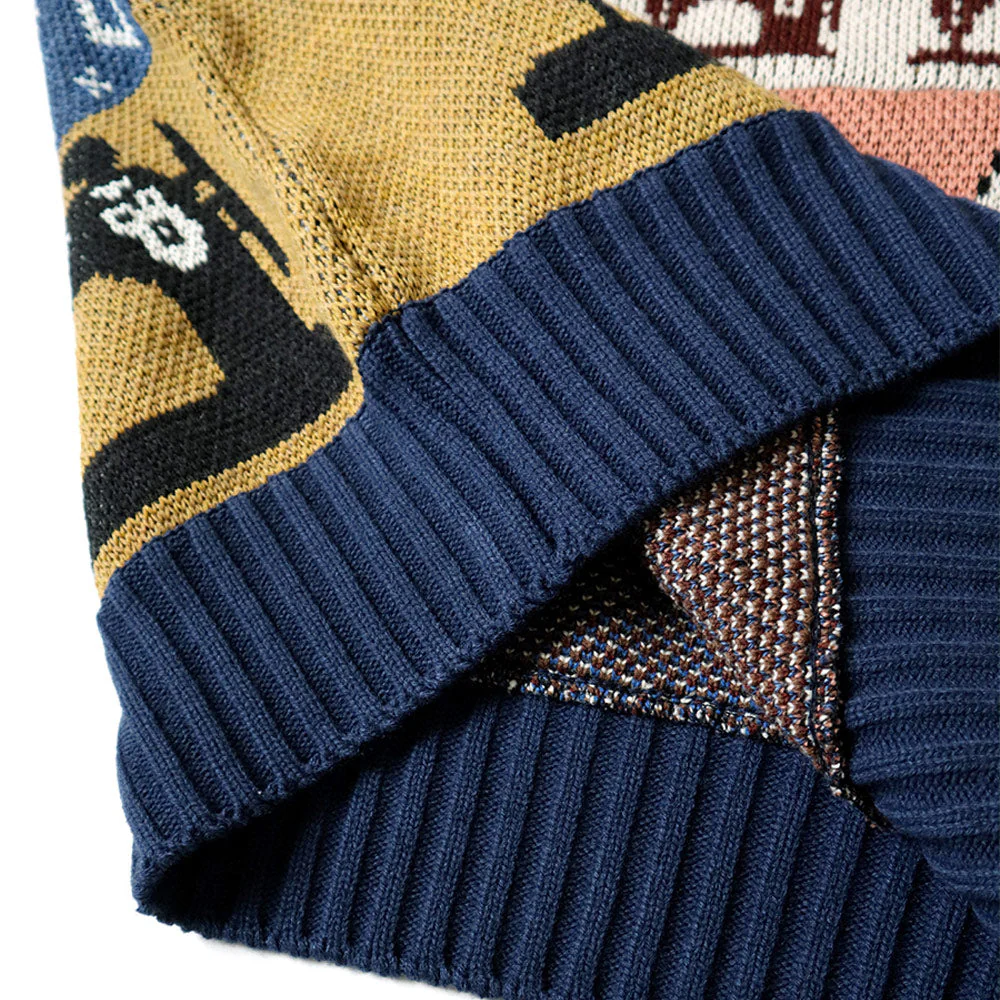 Kapital | 5G Wool Kurogane Mishin Patchwork Crew Sweater 'Navy' - Image 7