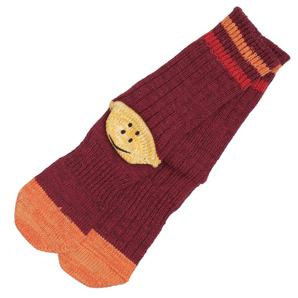 60-Yarn Grandrelle Ivy Rainbow Happy Heel-Hold Socks in Burgundy