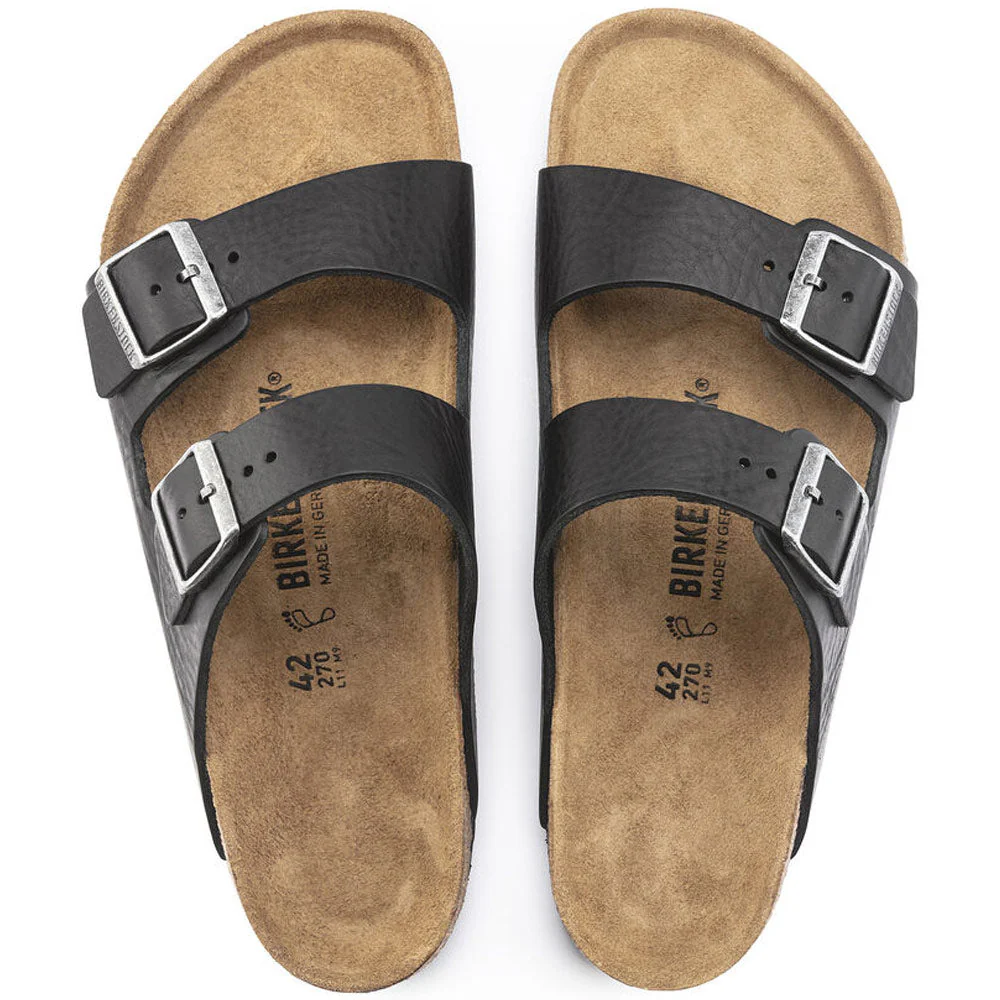 Birkenstock | Arizona Grip Leather Slippers 'Vintage Wood Black' - Image 4
