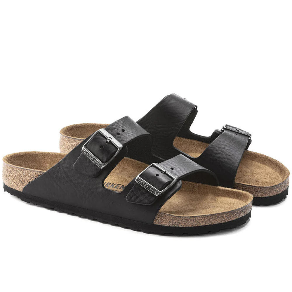 Birkenstock | Arizona Grip Leather Slippers 'Vintage Wood Black' - Image 5