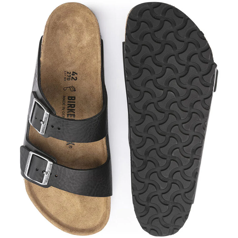 Birkenstock | Arizona Grip Leather Slippers 'Vintage Wood Black' - Image 6