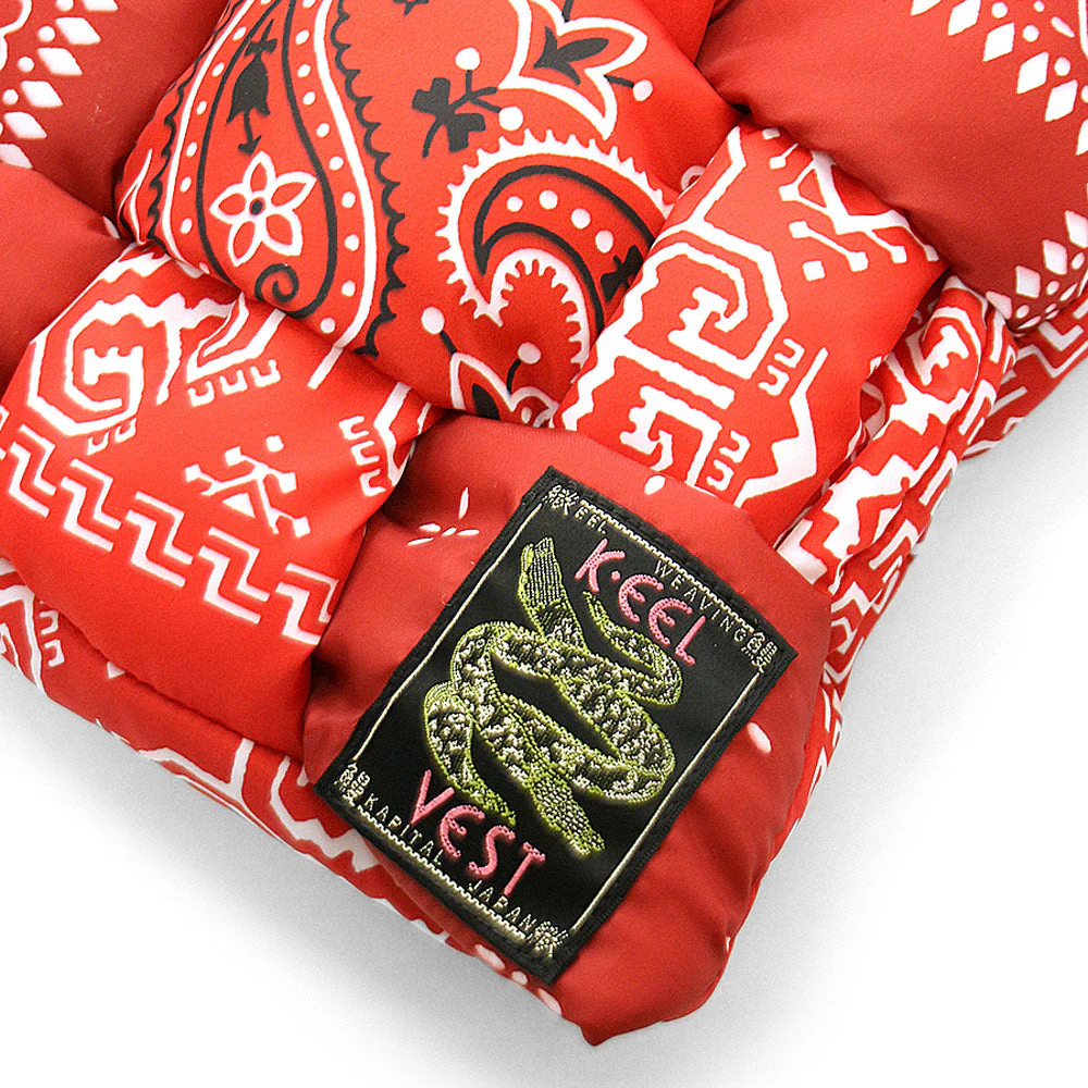Bandana Print Nylon Keel Weaving Scarf 'Red' - Image 5