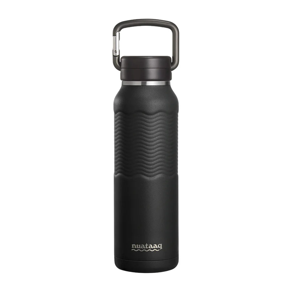 34 Oz / 1L Carabiner Water Bottle With Clip Cap 'Obsidian'