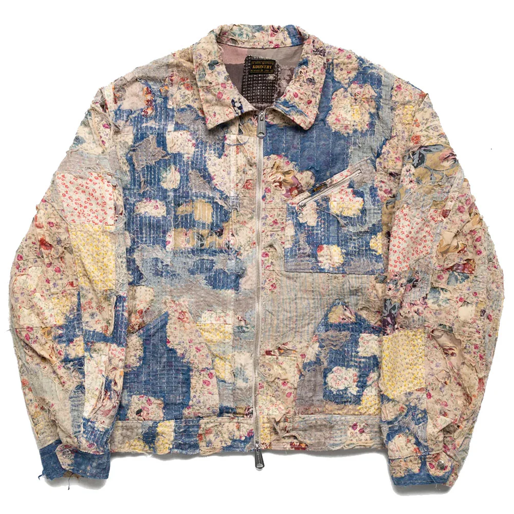 Kapital | Champetre Boro Zip Up Blouson Jackets (Virgin Mary) 'Gray Beige'