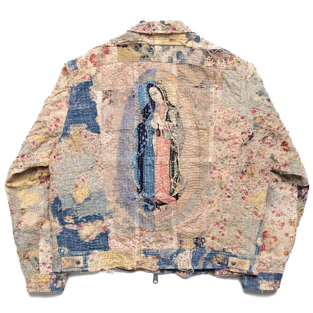 Kapital | Champetre Boro Zip Up Blouson Jackets (Virgin Mary) 'Gray Beige' - Image 2
