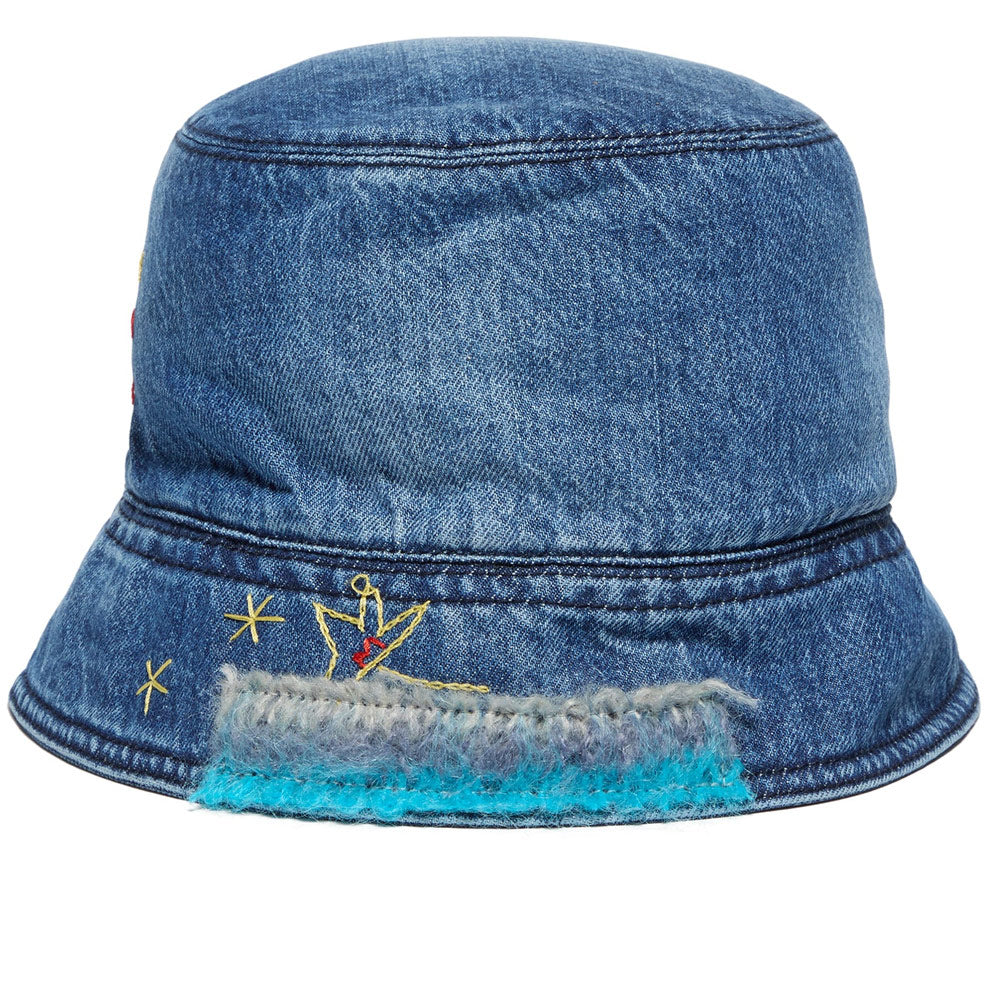 Embroidered Denim Bucket Hat 'Iris Blue' - Image 2