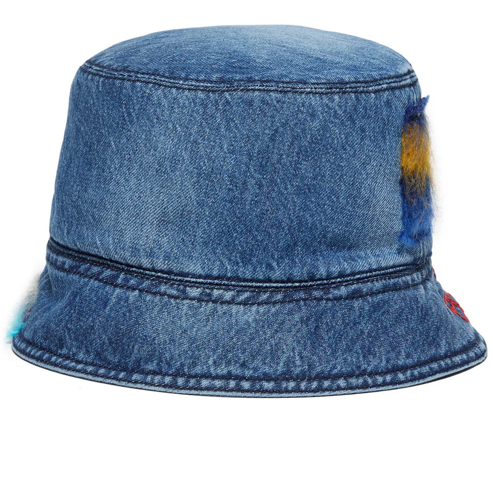 Embroidered Denim Bucket Hat 'Iris Blue' - Image 3