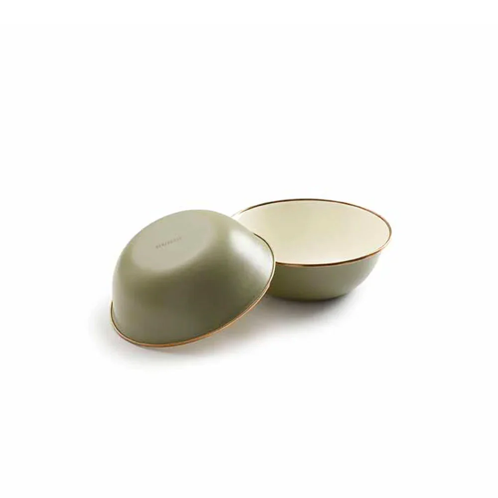 Barebones | Enamel 2-Tone Bowl Set 'Olive Drab' - Image 3