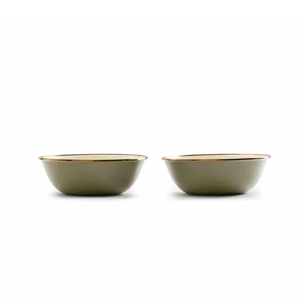Barebones | Enamel 2-Tone Bowl Set 'Olive Drab' - Image 4