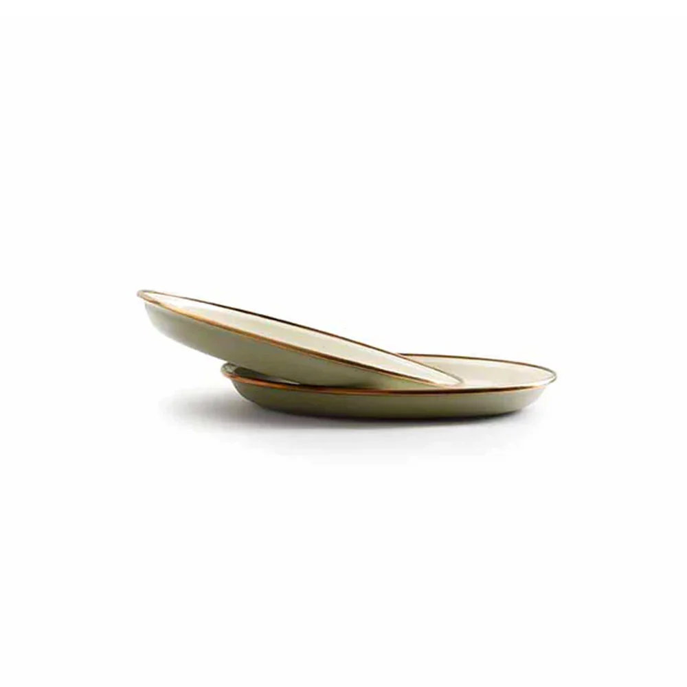 Enamel 2-Tone Salad Plate Set 'Olive Drab' - Image 2