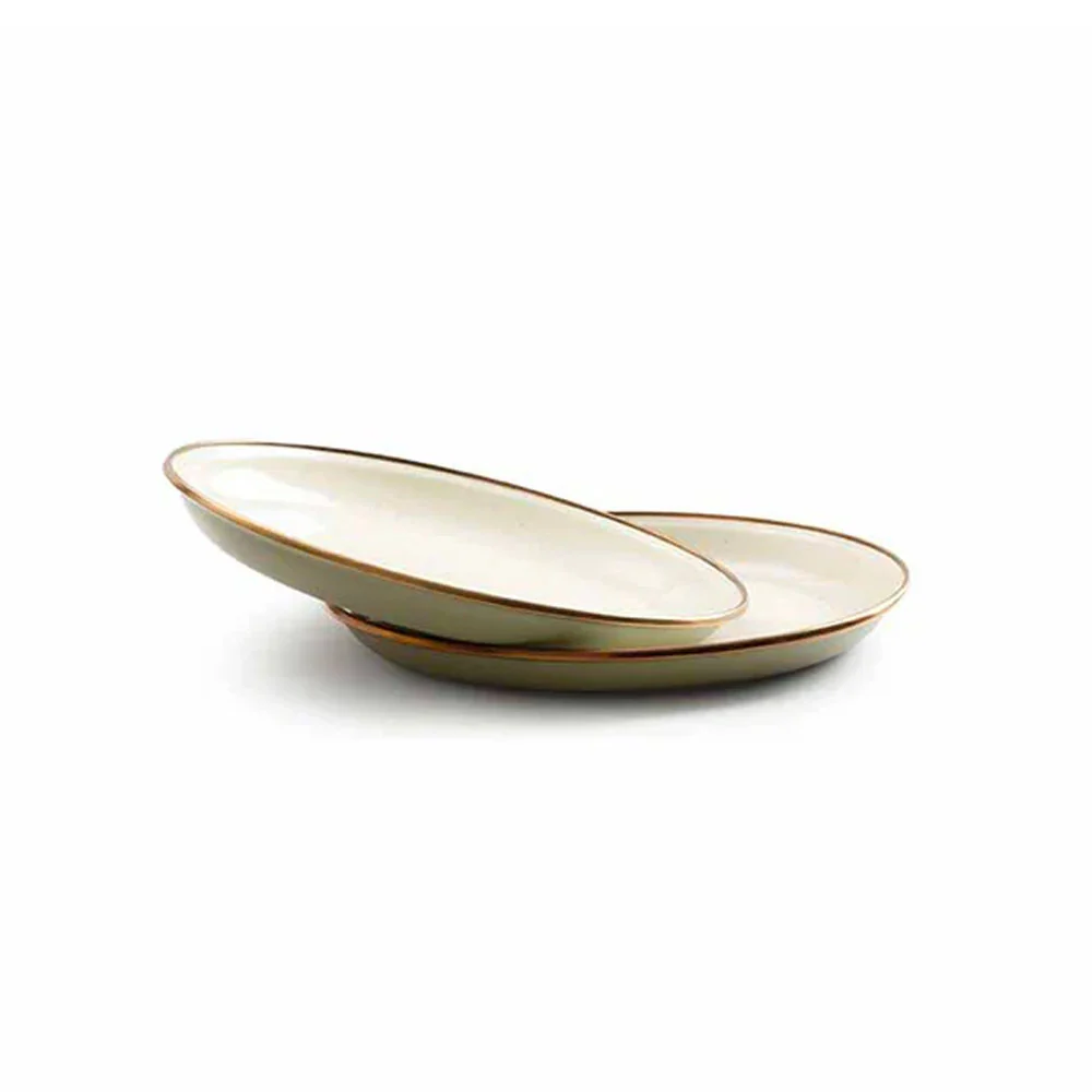 Enamel 2-Tone Salad Plate Set 'Olive Drab' - Image 3