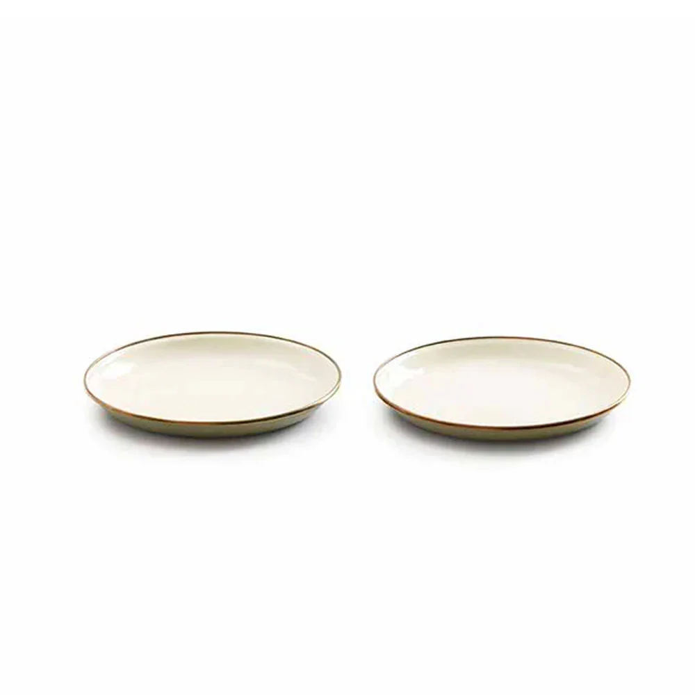 Enamel 2-Tone Salad Plate Set 'Olive Drab' - Image 4