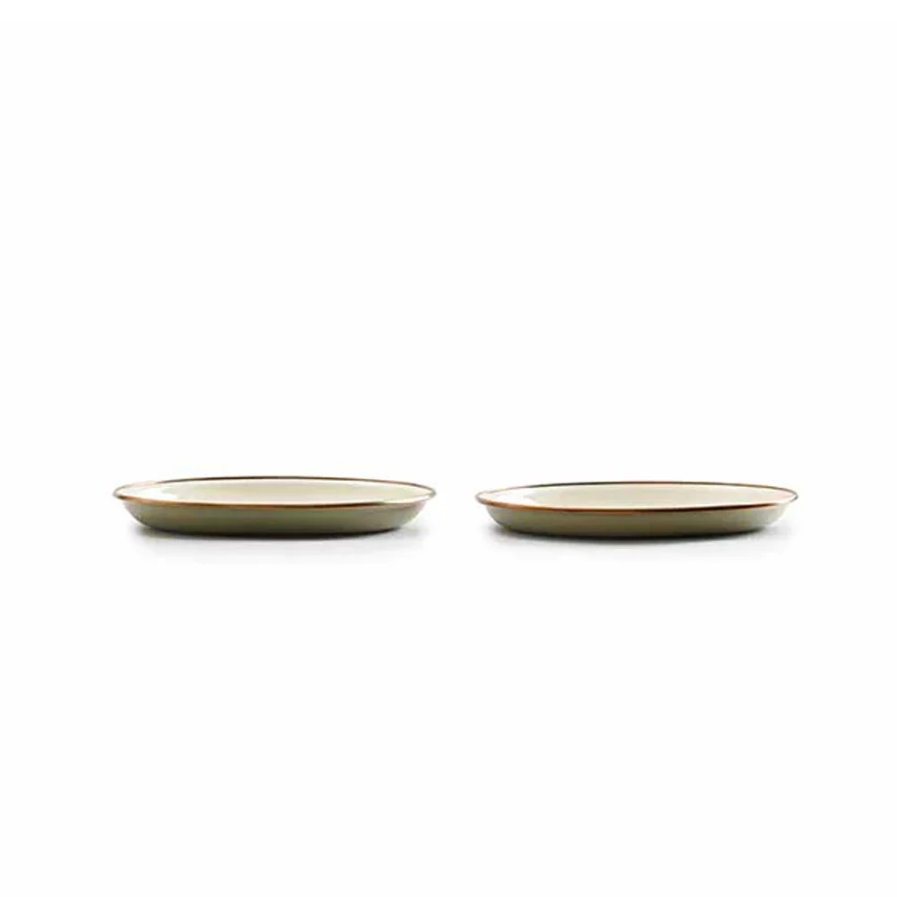 Enamel 2-Tone Salad Plate Set 'Olive Drab' - Image 5