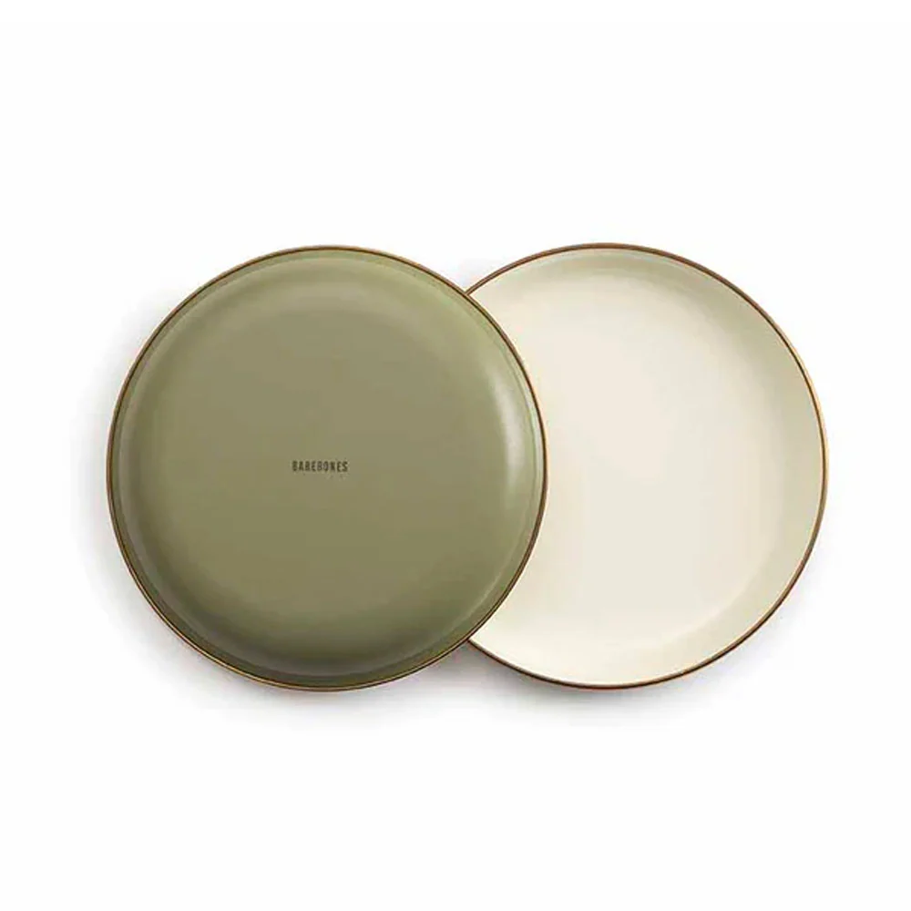 Enamel 2-Tone Salad Plate Set 'Olive Drab' - Image 6
