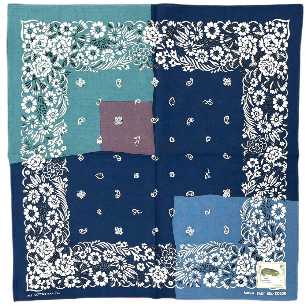 Kapital | Fastcolor Selvedge Bandanna (Garden Patchwork) 'Navy'