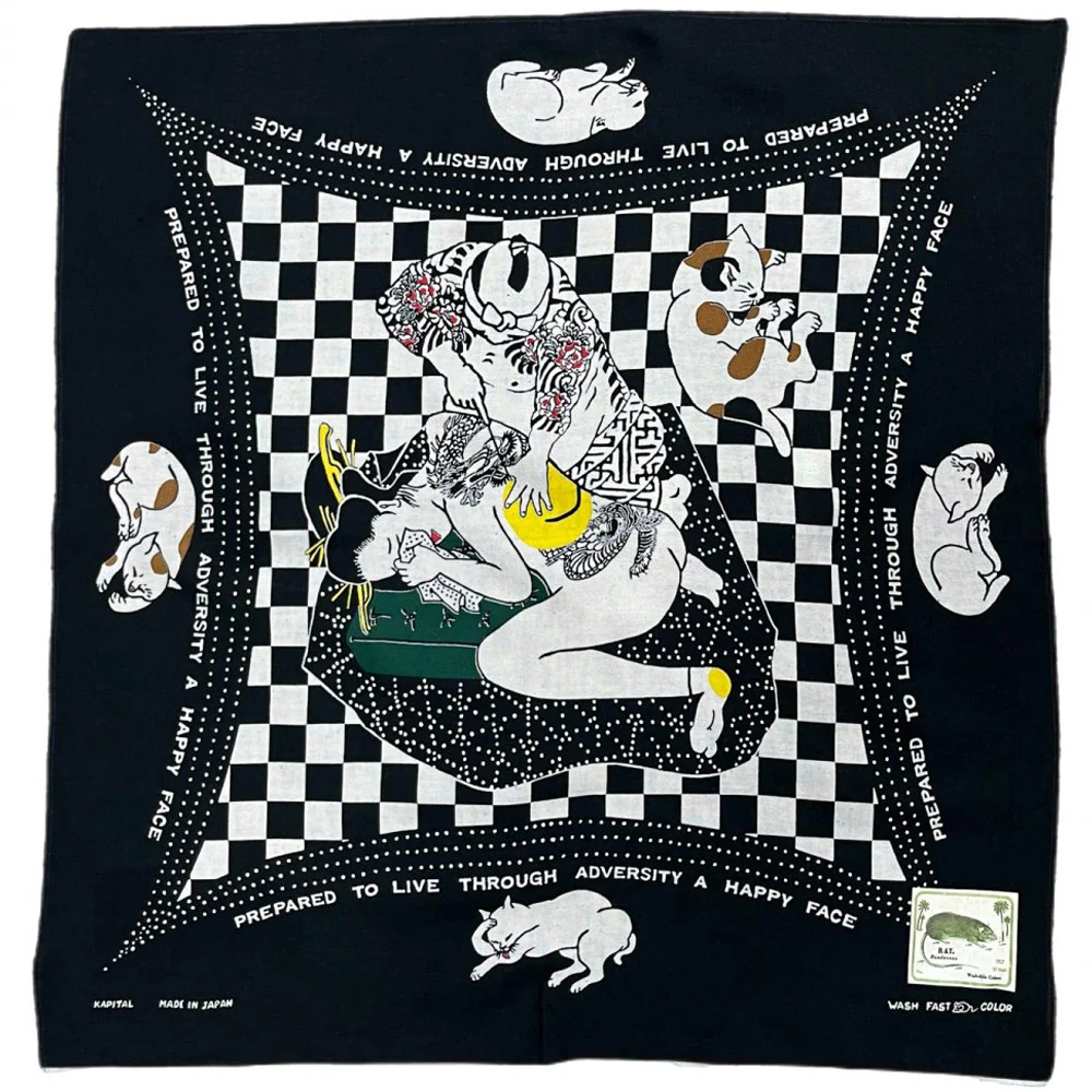 Kapital | Fastcolor Selvedge Bandanna (Rainbowy No Woman No Cry) 'Black'