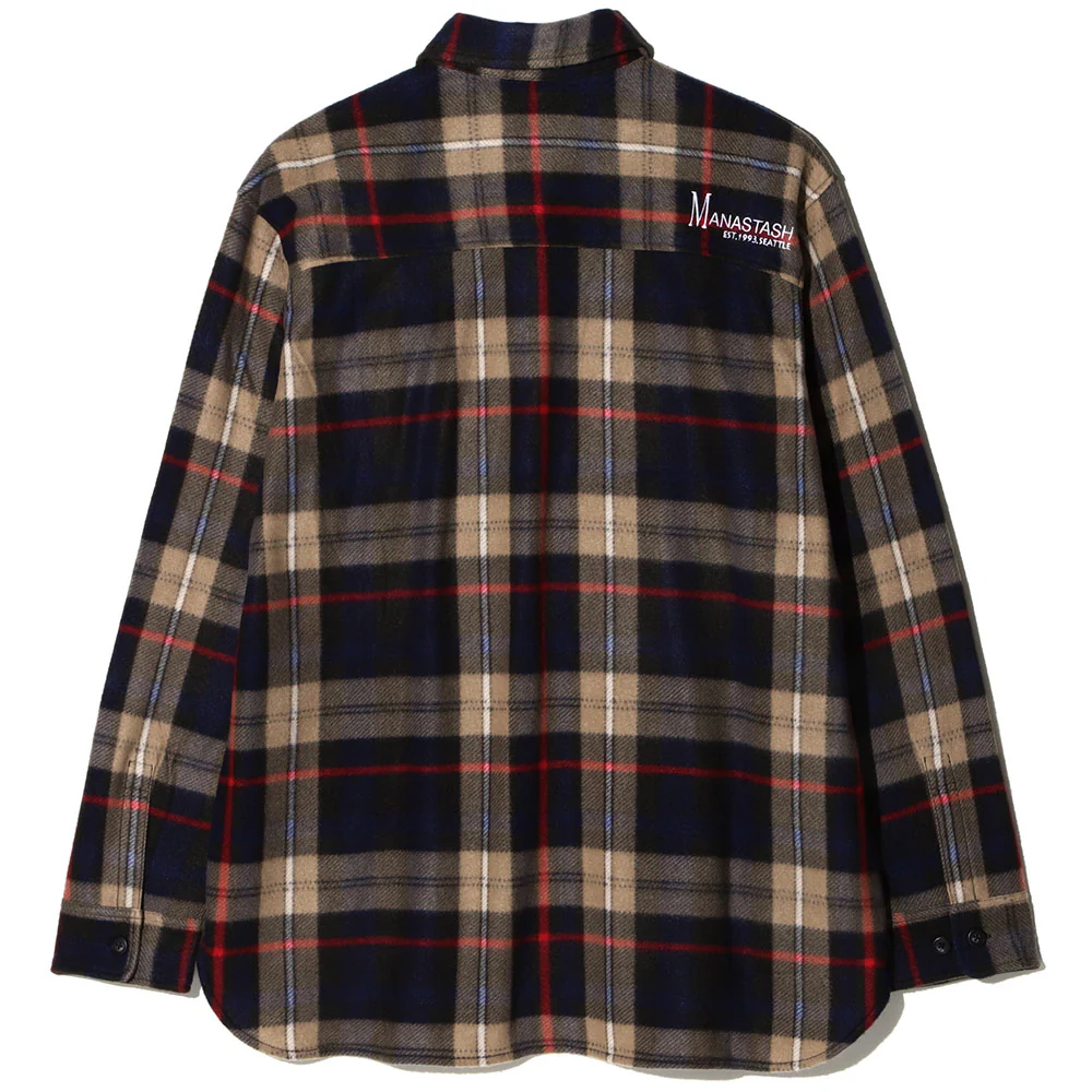 Fleece Plaid Cpo Shirt 'Navy' - Image 2