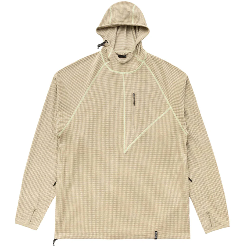 Hudswell Pullover Grid Fleece Hoodie 'Taupe'