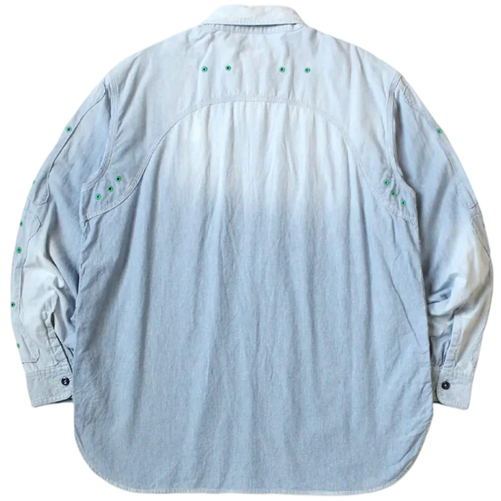 Chambray 2Tones Bone Patch Ventilator Workshirt 'Sax' - Image 2