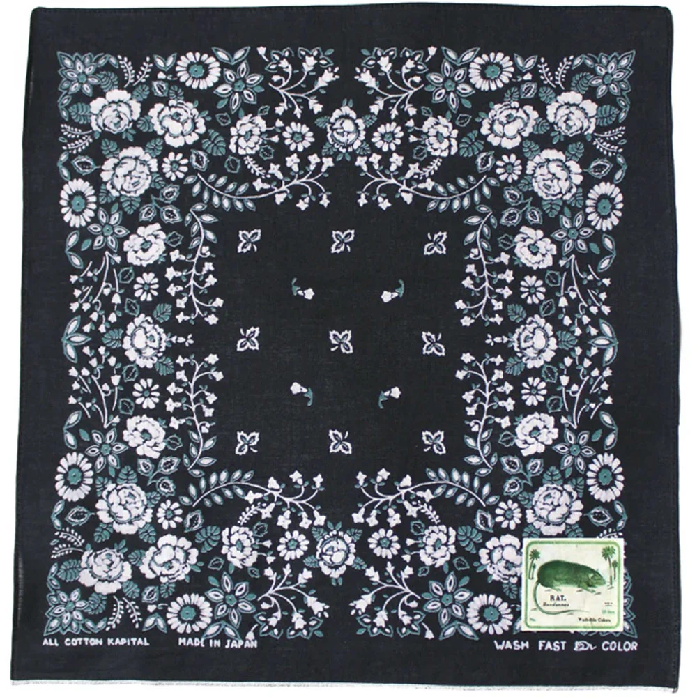 Fastcolor Selvedge Bandanna (Churchill Garden) 'Black'