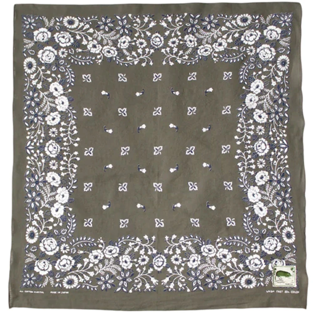 Kapital | Fastcolor Selvedge Bandanna (Churchill Garden) 'Khaki'