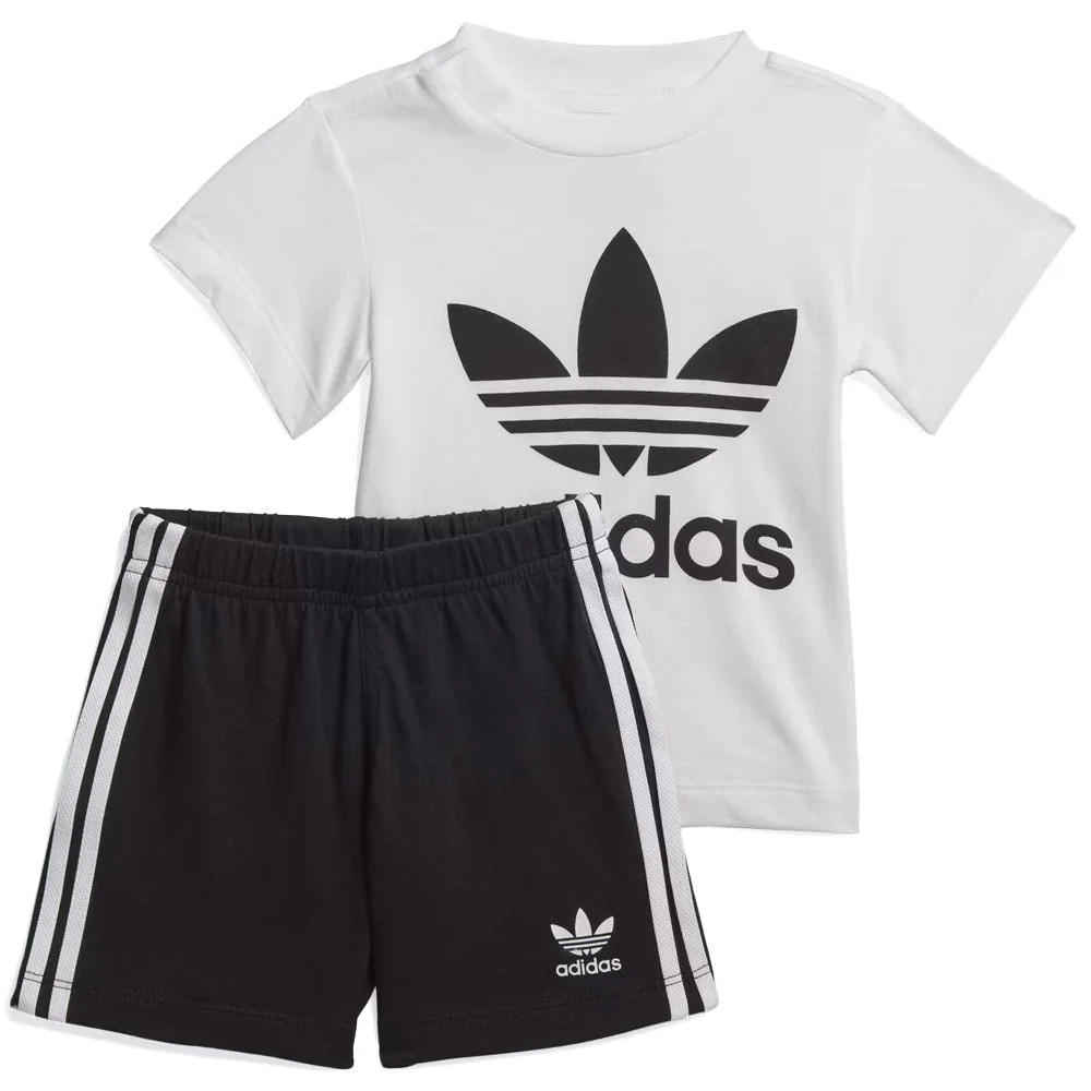 Kid's Trefoil Shorts Tee Short Sleeve Set 'White / Black'