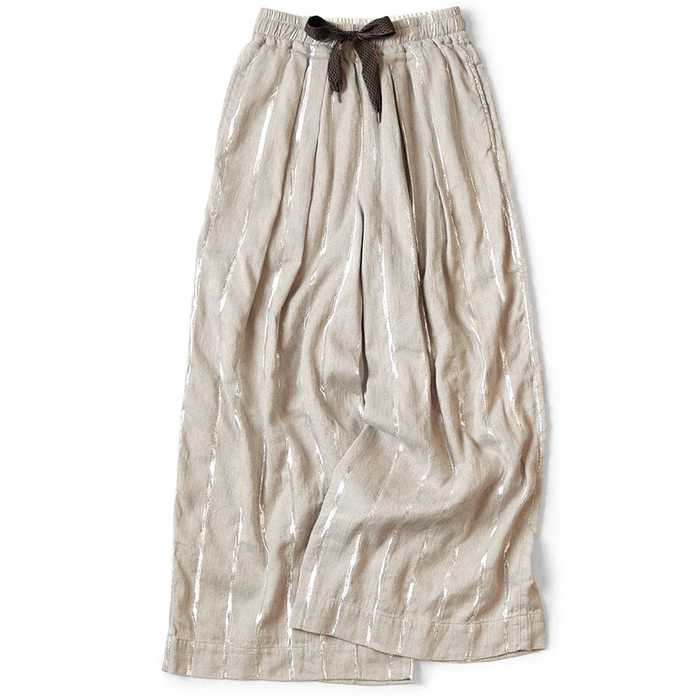 Kapital | Linen Glitter Phillies Stripe Rude Baggy Pants 'Ecru' - Image 2
