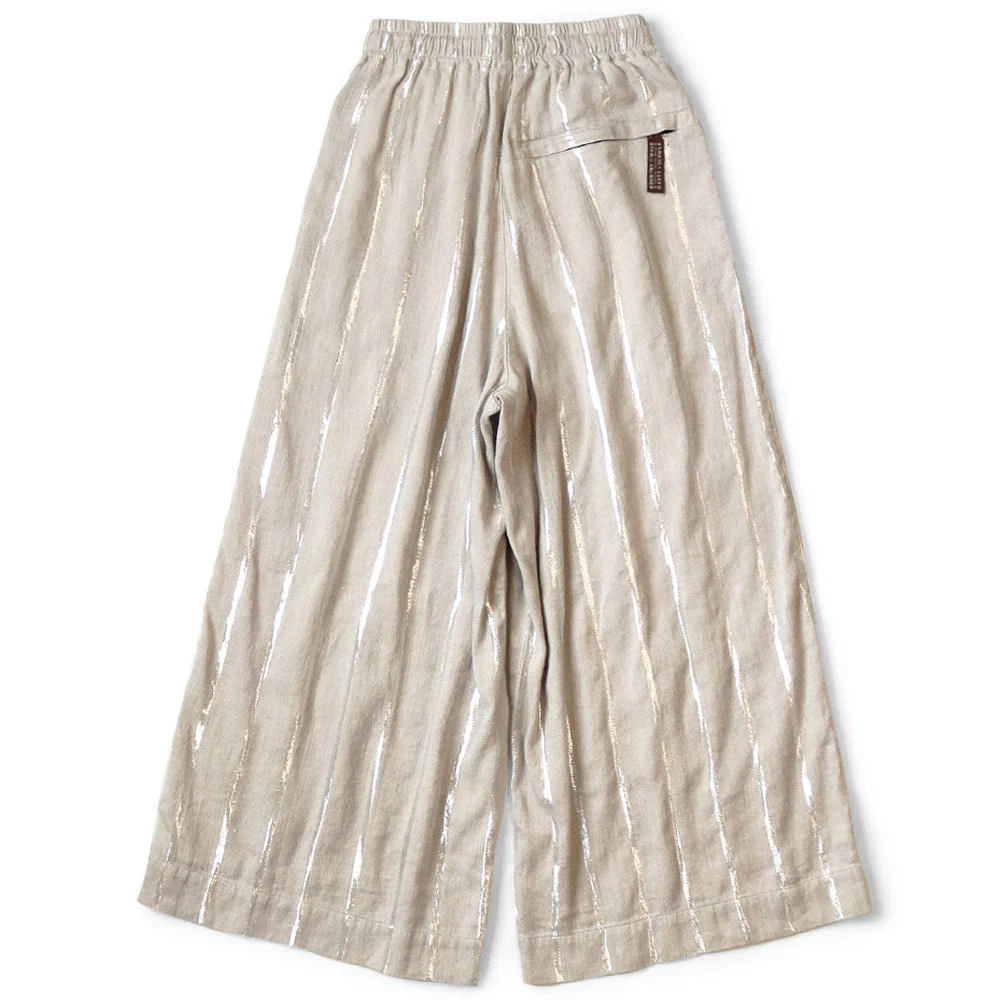 Kapital | Linen Glitter Phillies Stripe Rude Baggy Pants 'Ecru' - Image 3