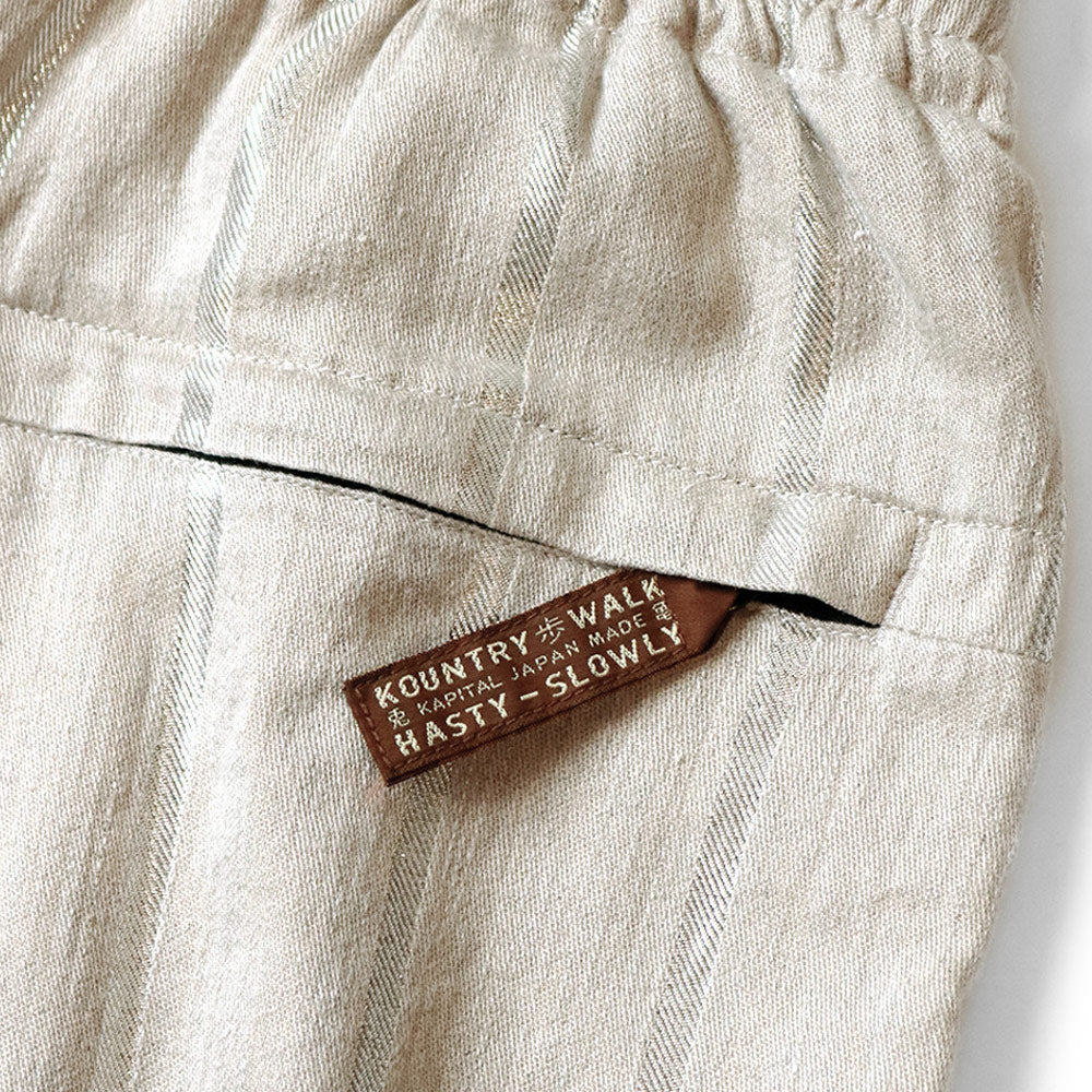 Kapital | Linen Glitter Phillies Stripe Rude Baggy Pants 'Ecru' - Image 5