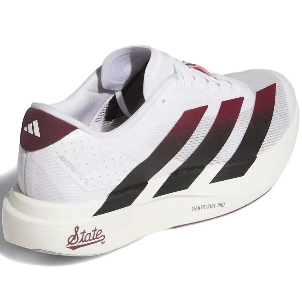 Ncaa x Mississippi St Bulldogs Adizero EVO SL Shoes 'Cloud White / Core Black / Team Maroon' - Image 3