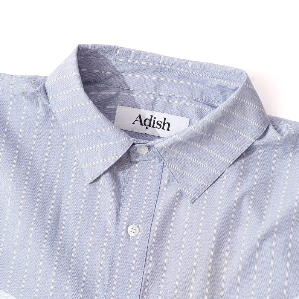 Adish | Nafnuf Logo Cotton Striped Shirt 'Light Blue' - Image 3
