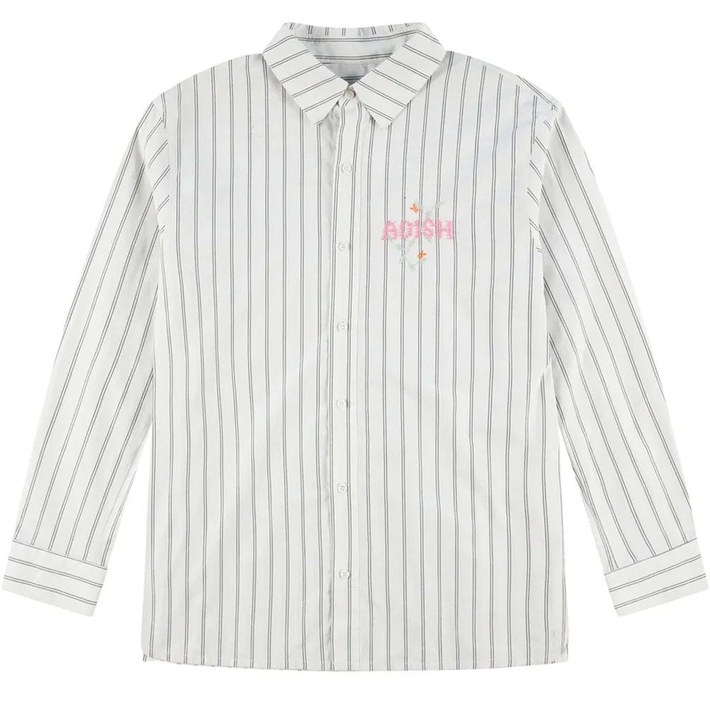 Adish | Nafnuf Logo Cotton Striped Shirt 'Off White' - Image 3