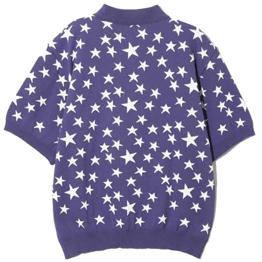 Rebuild by Needles | S/S Polo Sweater - PE/Washi Knit / Star 'Purple' - Image 2