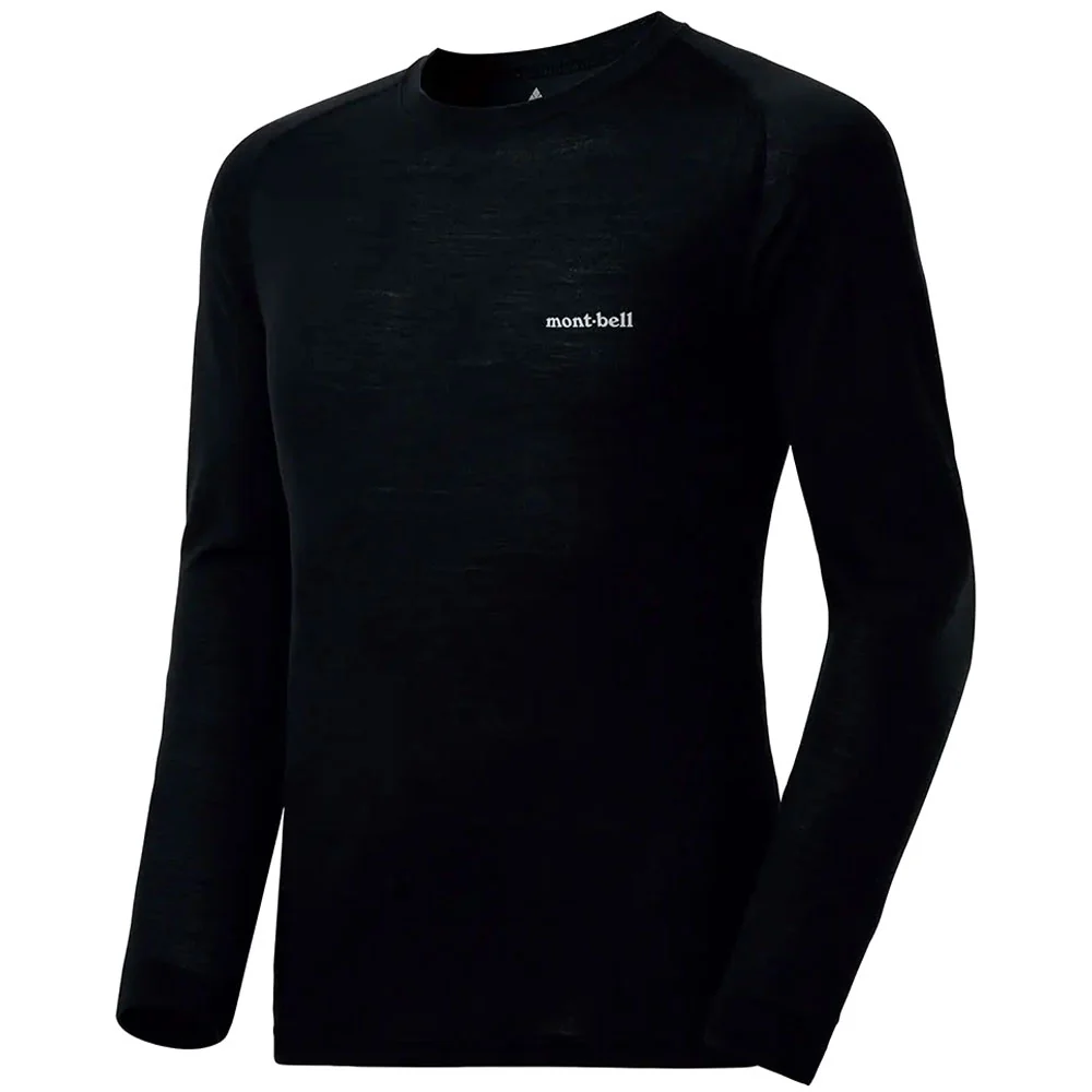 Super Merino Wool Middle Weight Round Neck Shirt 'Black'