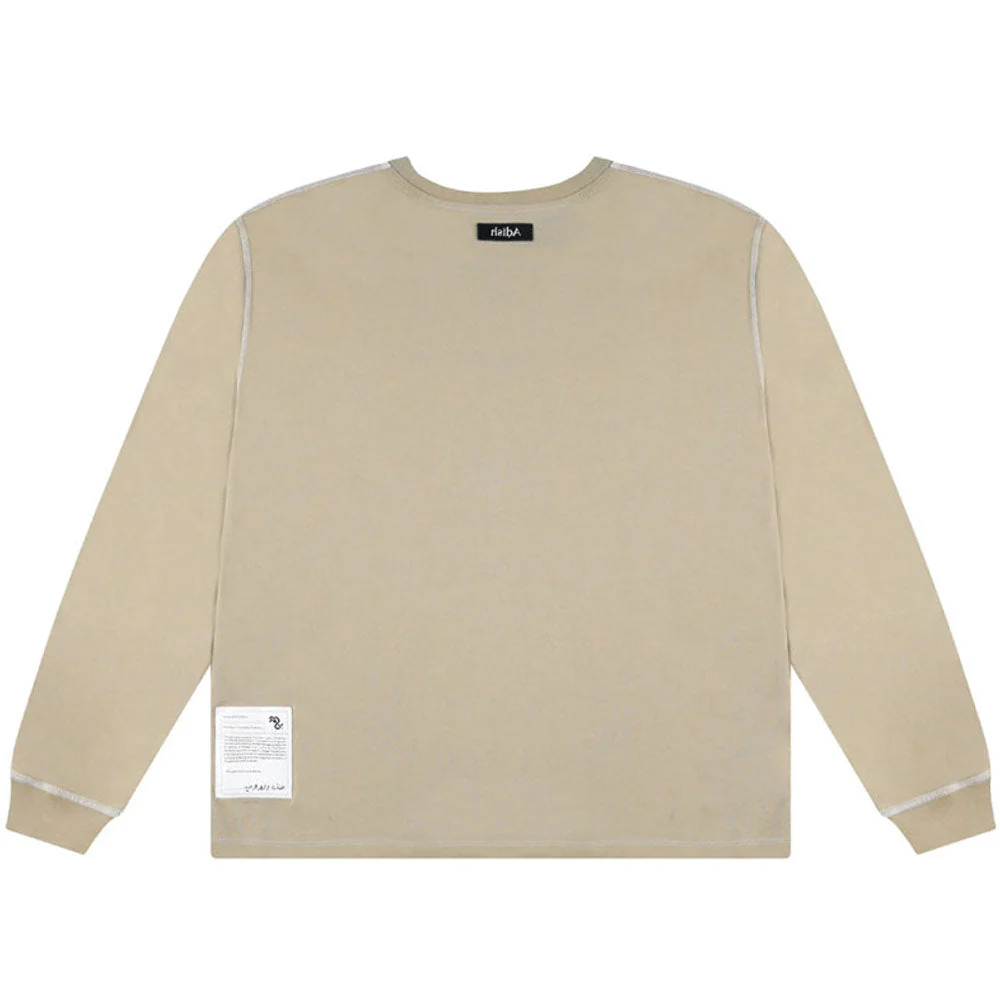 Tatreez Logo Contrast Stitched Long Sleeve Shirt 'Beige' - Image 2