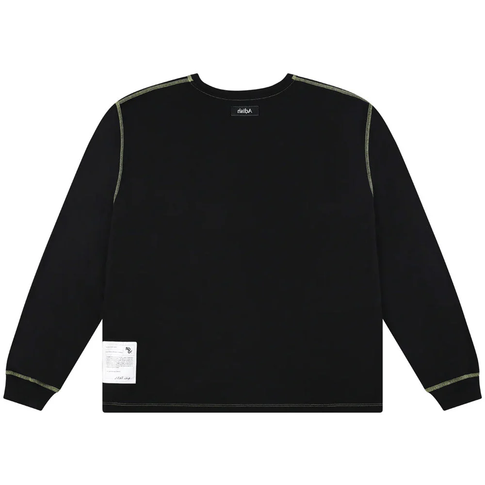 Tatreez Logo Contrast Stitched Long Sleeve Shirt 'Black' - Image 2