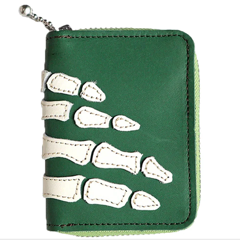 Kapital | Thumbs-Up Bone Hand Zip Mini Wallet 'Green'