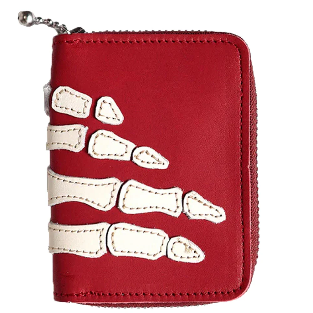 Kapital | Thumbs-Up Bone Hand Zip Mini Wallet 'Red'