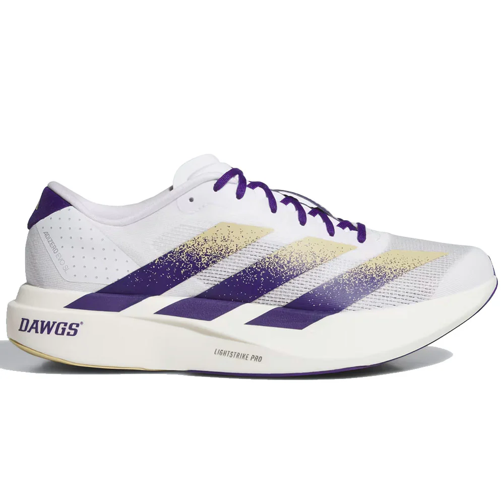 Adidas | Ncaa x University Of Washington Adizero EVO SL Shoes 'Cloud White / Team College Purple / Team Sand'